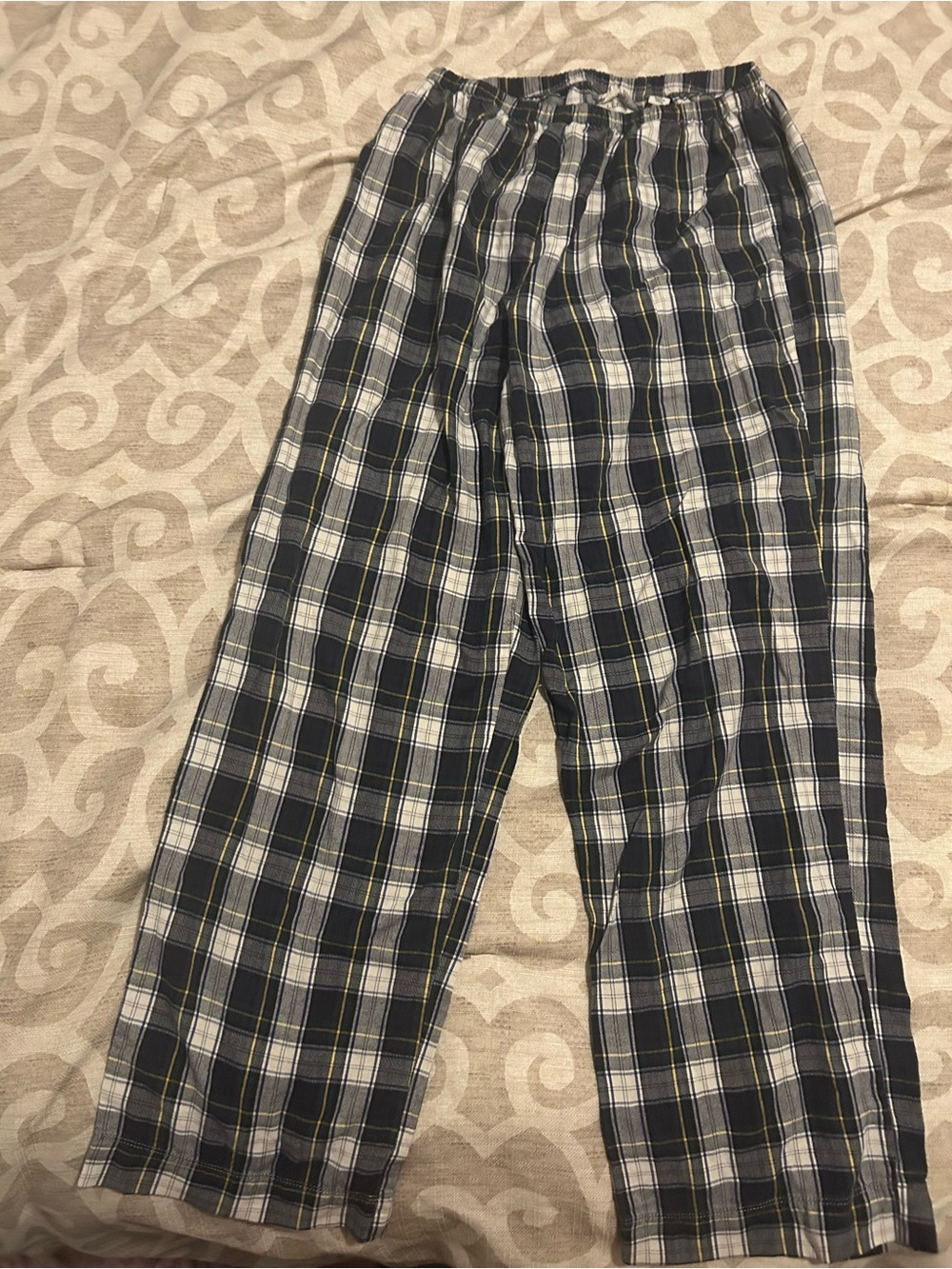 L.L. Bean Black and White Plaid Cotton Jogger Pants